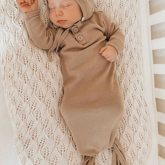 Ribbed Organic Gown / Chestnut - Mama & Ivy